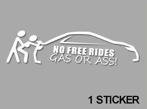 gas or ass - No free rides Adhesivos // Pegatinas para el parachoques JDM // Die cut 210x80 mm amarillo